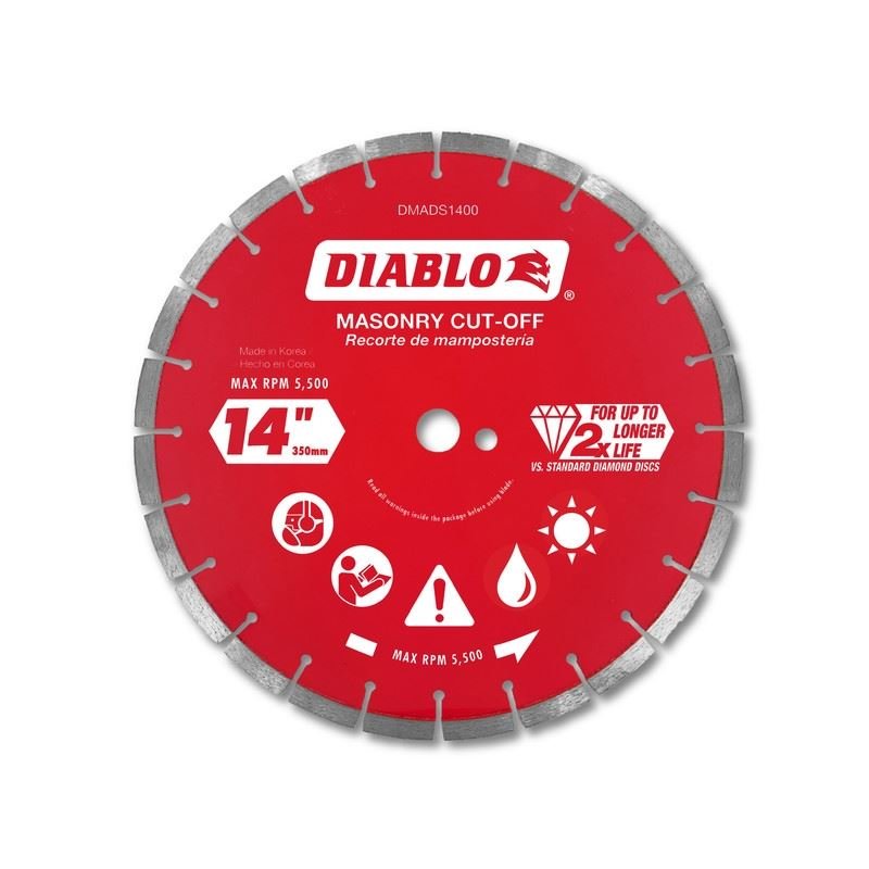 Diablo DMADS1400 14 in. Diamond Segmented Cut - Off Discs for Masonry - Mississauga Hardware Centre Inc