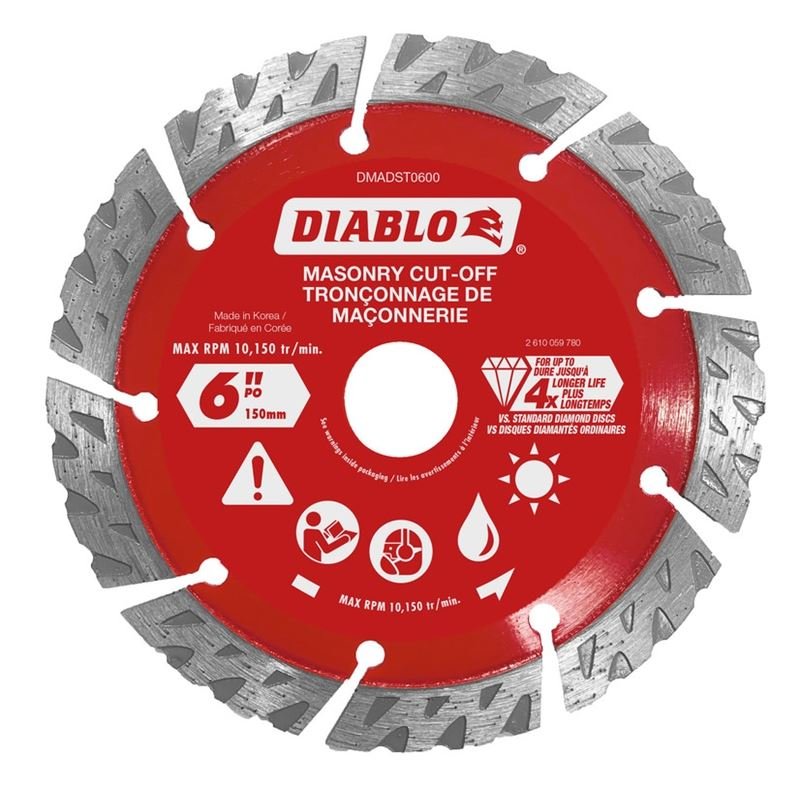Diablo DMADST0600 6 in. Diamond Segmented Turbo Cut - Off Discs for Masonry - Mississauga Hardware Centre Inc