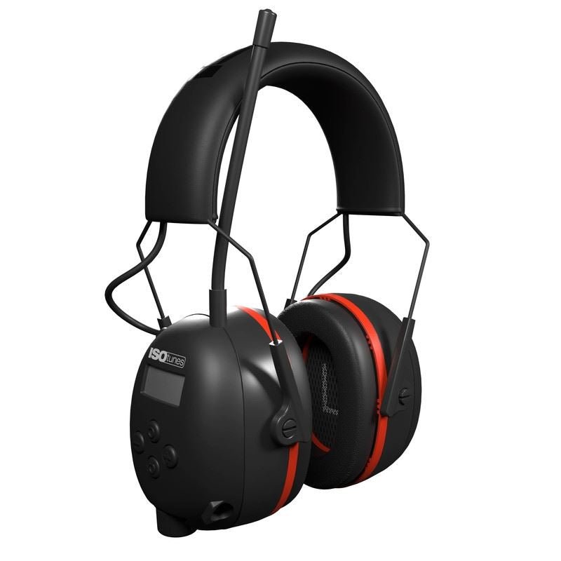 ISOtunes IT - 91 AIR DEFENDER AM/FM EARMUFF - BLACK/SAETY RED - Mississauga Hardware Centre Inc
