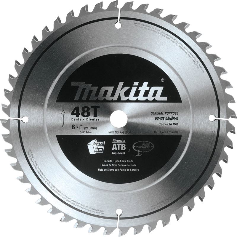Makita A - 95934 8‑1/2in 48T Carbide‑Tipped Miter Saw Blade - Mississauga Hardware Centre IncMakitaA-95934