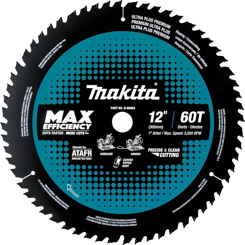 MAKITA B - 66983 12 in 60T Carbide - Tipped Max Efficiency Miter Saw Blade - Mississauga Hardware Centre IncMakitaB-66983