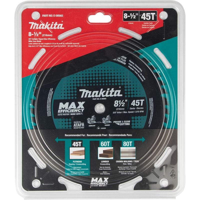 Makita E - 06965 8‑1/2in 45T Carbide‑Tipped Max Efficiency Miter Saw Blade - Mississauga Hardware Centre IncMakitaE-06965