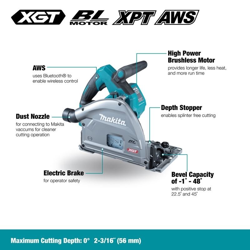 Makita SP001GZ05 40V MAX XGT Li - Ion BL 6 - 1/2in Plunge Cut Circular Saw with 55in Guide Rail - Mississauga Hardware Centre IncMakitaSP001GZ05