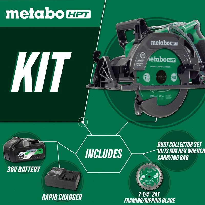 metabo HPT C3607DWA 36V MultiVolt 7 - 1/4 Inch Rear Handle Circular Saw - Mississauga Hardware Centre Inc