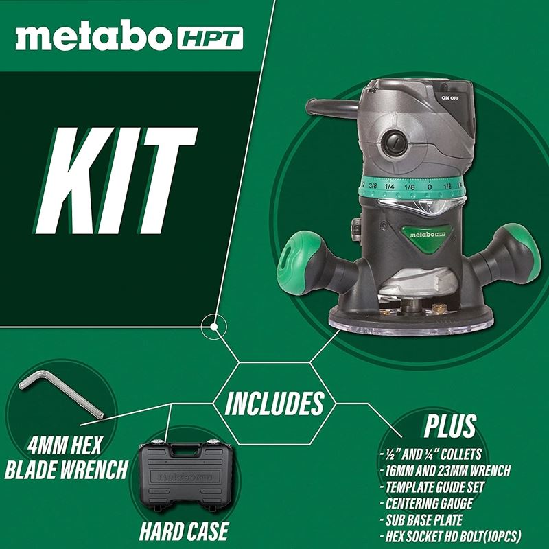 metabo HPT KM12VC 2 - 1/4 Peak HP Variable Speed Fixed/Plunge Base Router Kit - Mississauga Hardware Centre Inc