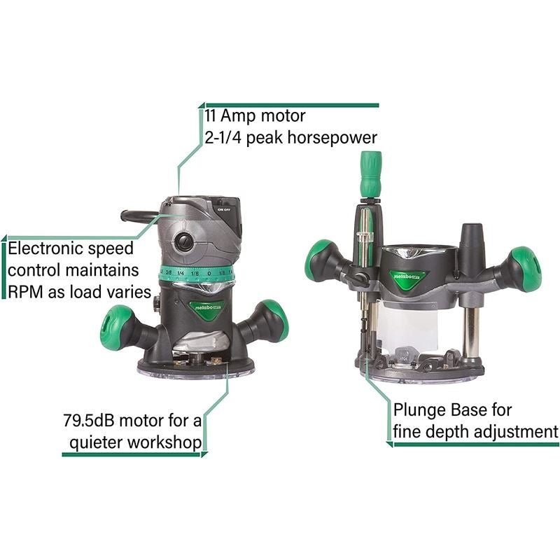 metabo HPT KM12VC 2 - 1/4 Peak HP Variable Speed Fixed/Plunge Base Router Kit - Mississauga Hardware Centre Inc