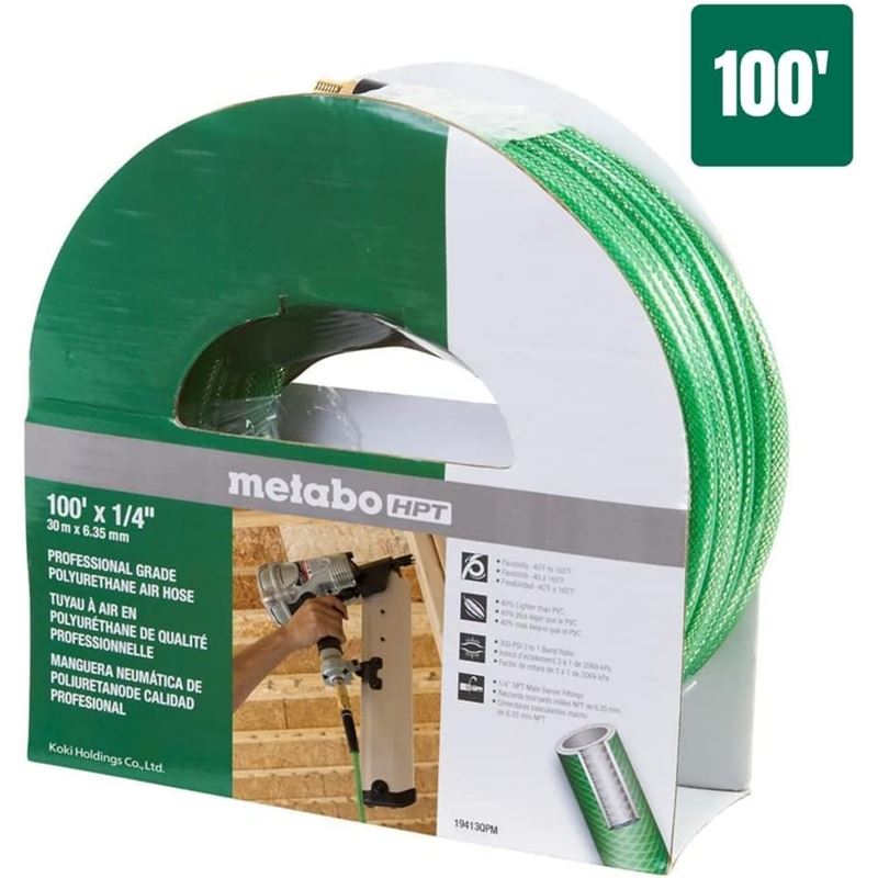 metaboHPT 19413QP 1/4 - INCH BY 100 FOOT POLYURETHANE AIR HOSE - Mississauga Hardware Centre Inc