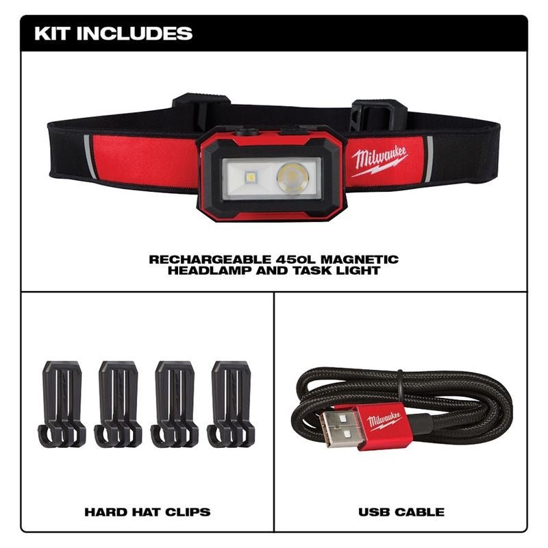Milwaukee 2012R Rechargeable Magnetic Headlamp And Task Light - Mississauga Hardware Centre Inc