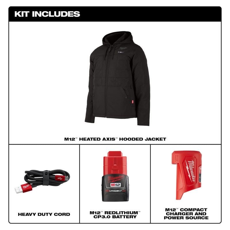 Milwaukee 205B - 21 M12 HEATED AXIS HOODED JACKET - Mississauga Hardware Centre Inc