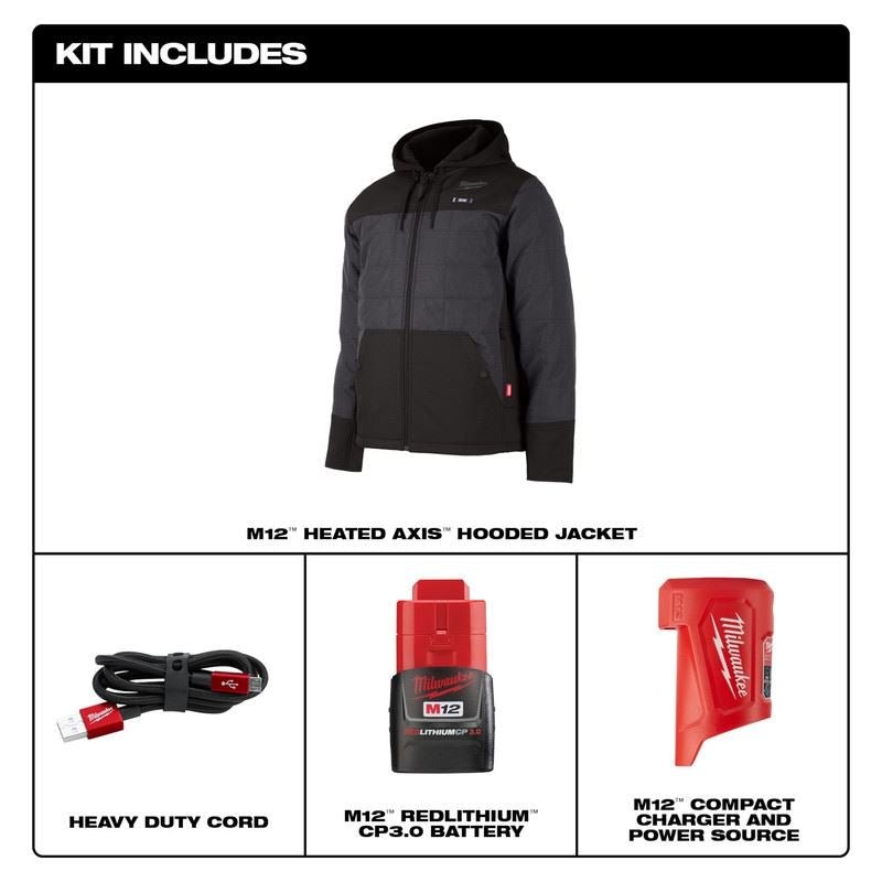 Milwaukee 205G - 21 M12 HEATED AXIS HOODED JACKET - Mississauga Hardware Centre Inc
