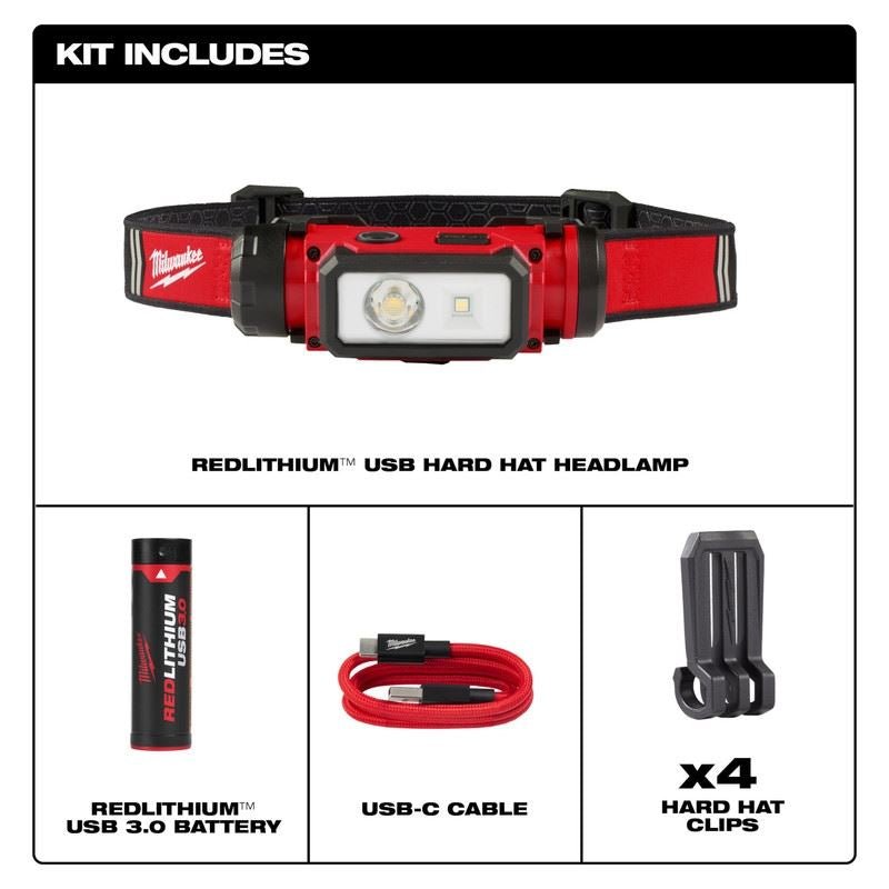 Milwaukee 2163 - 21 REDLITHIUM USB Hard Hat Headlamp - Mississauga Hardware Centre Inc