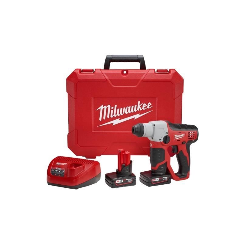 Milwaukee | 2412 - 22XC M12 Cordless Lithium - Ion 1/2" SDS - Plus Rotary Hammer Kit - Mississauga Hardware Centre IncMilwaukee2412-22XC