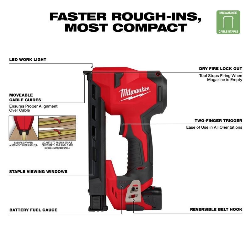 Milwaukee 2448 - 21 M12 Cable Stapler Kit - Mississauga Hardware Centre Inc