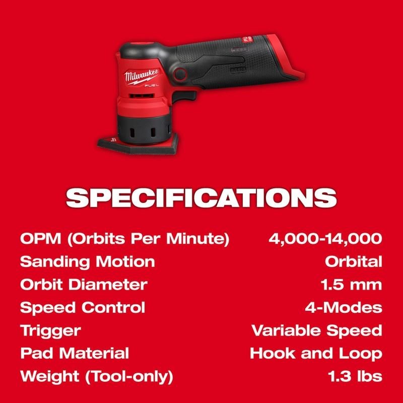 Milwaukee 2531 - 20 M12 FUEL Orbital Detail Sander - Mississauga Hardware Centre Inc