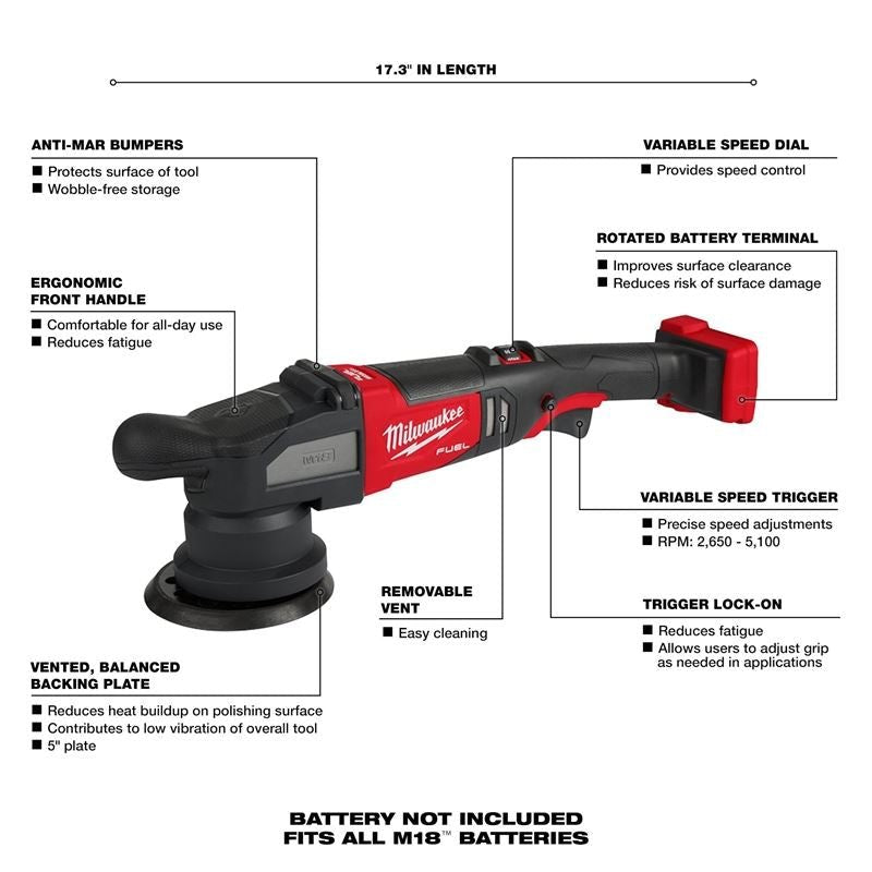 Milwaukee 2684 - 20 M18 FUEL 15mm Random Orbital Polisher - Mississauga Hardware Centre Inc