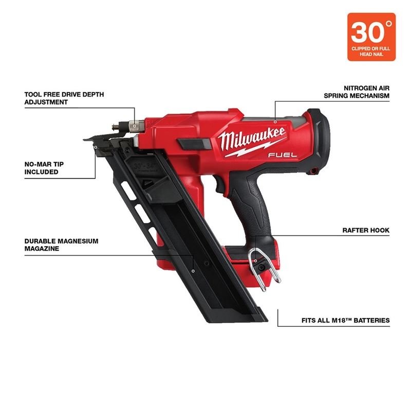 Milwaukee 2745 - 20 M18 FUEL 30 Degree Framing Nailer - Mississauga Hardware Centre Inc