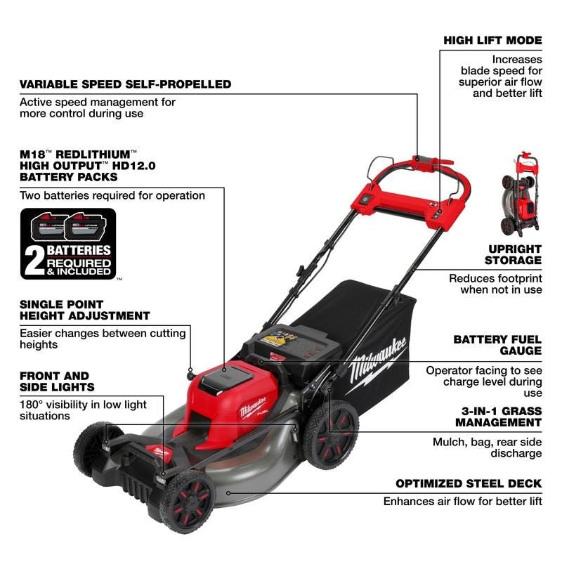 Milwaukee 2823 - 22HD M18 FUEL 21in Self - Propelled Dual Battery Mower Kit - Mississauga Hardware Centre Inc