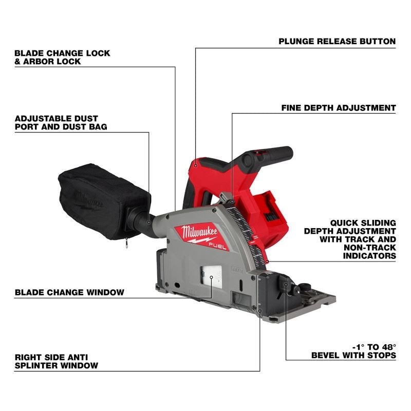 Milwaukee 2831 - 20 M18 FUEL 18 Volt Lithium - Ion Brushless Cordless 6 - 1/2 in. Plunge Track Saw - Tool Only - Mississauga Hardware Centre Inc