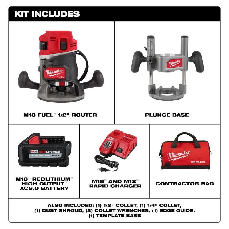Milwaukee 2838 - 21 M18 FUEL 18 Volt Lithium - Ion Brushless Cordless 1/2 in. Router Kit - Mississauga Hardware Centre Inc