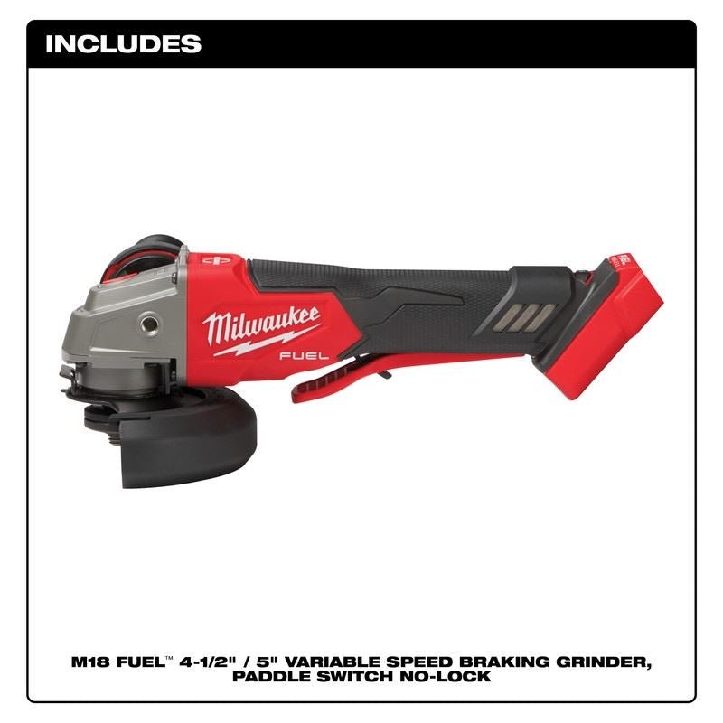Milwaukee 2888 - 20 M18 FUEL 4 - 1/2in / 5in Variable Speed Braking Grinder, Paddle Switch No - Lock - Mississauga Hardware Centre Inc