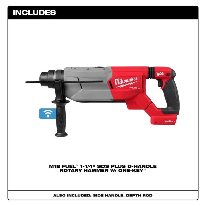 Milwaukee 2916 - 20 M18 FUEL 1 - 1/4in SDS Plus D - Handle Rotary Hammer w/ ONE - KEY - Mississauga Hardware Centre Inc