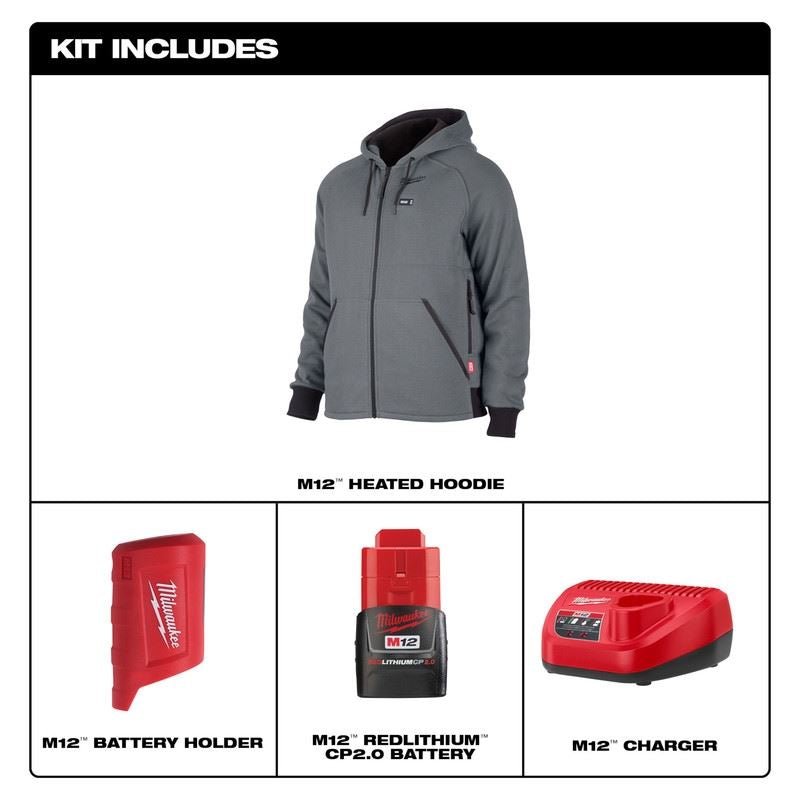 Milwaukee 306G - 21 M12 HEATED HOODIE KIT - GREY - Mississauga Hardware Centre Inc