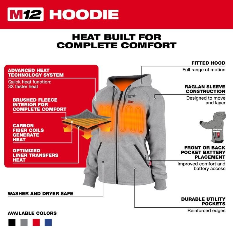Milwaukee 336G - 21 M12 Womens Heated Hoodie - Gray - Mississauga Hardware Centre Inc