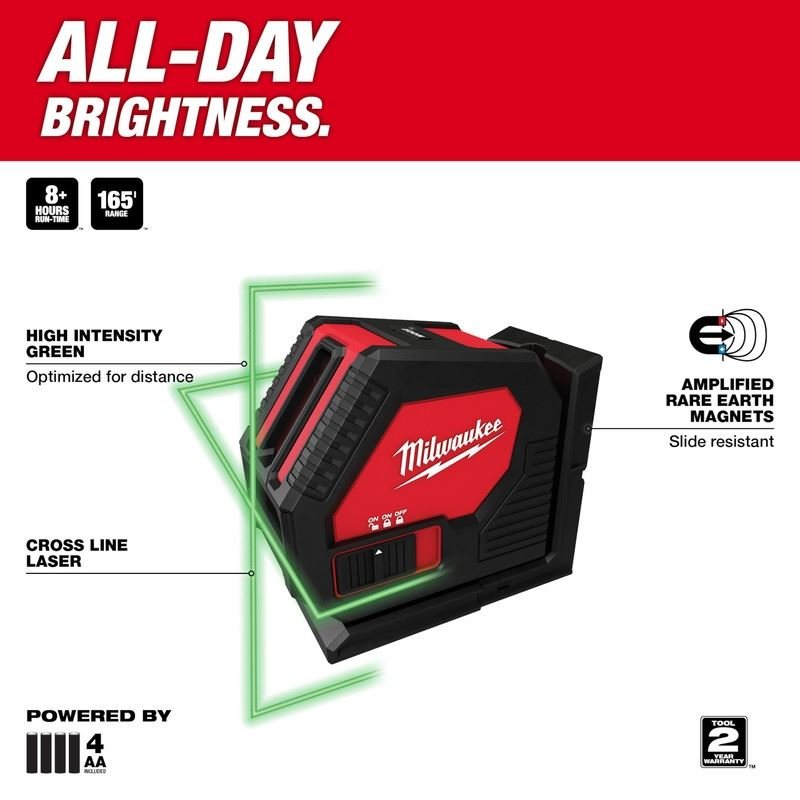 Milwaukee 3421 Green Cross Line Laser - Mississauga Hardware Centre Inc