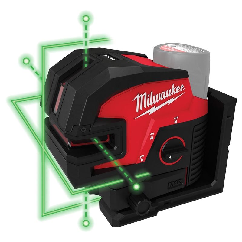 Milwaukee 3624 - 20 M12 Green Cross Line and 4 - Points Laser - Mississauga Hardware Centre Inc