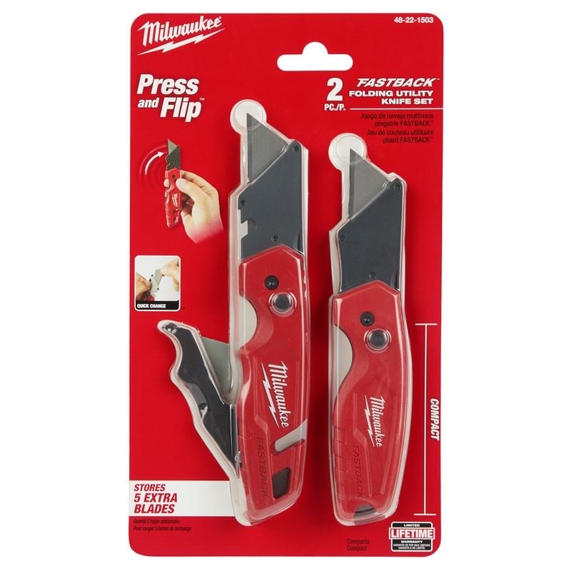 Milwaukee 48 - 22 - 1503 FASTBACK Folding Utility Knife Set - Mississauga Hardware Centre Inc