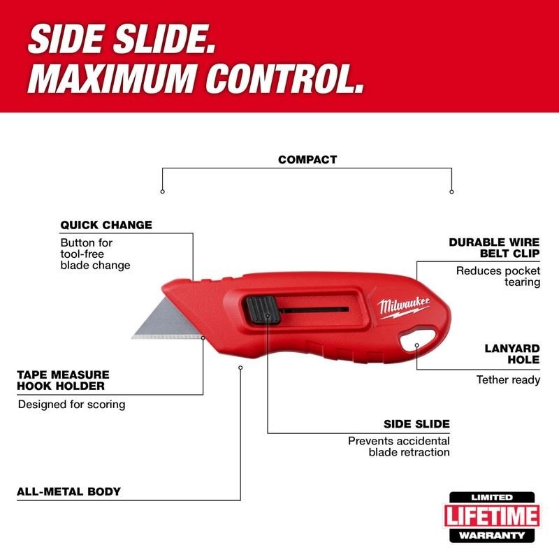 Milwaukee 48 - 22 - 1516 Compact Side Slide Utility Knife - Mississauga Hardware Centre Inc