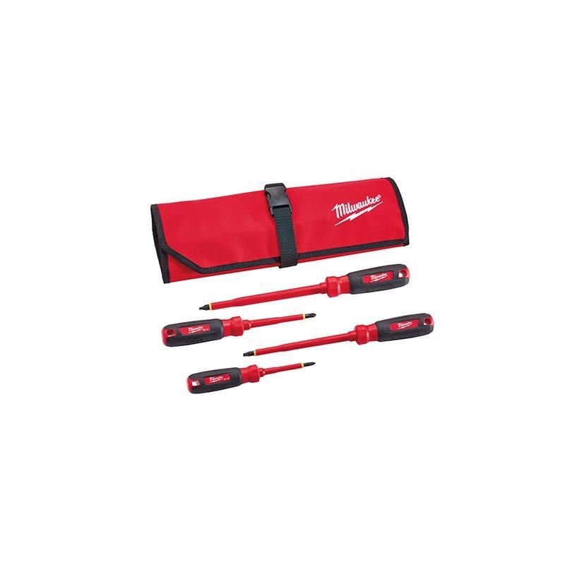 Milwaukee | 48 - 22 - 2204 4 PC 1000V Insulated Screwdriver Set w/ Roll Pouch - Mississauga Hardware Centre IncMilwaukee48-22-2204