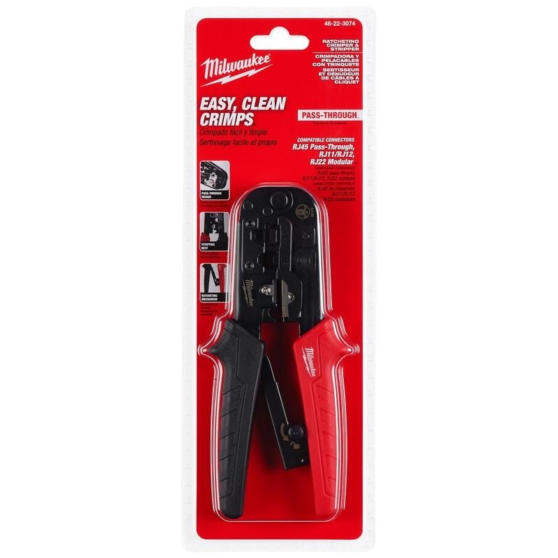 Milwaukee 48 - 22 - 3074 Ratcheting Pass - Through Crimper and Stripper - Mississauga Hardware Centre Inc