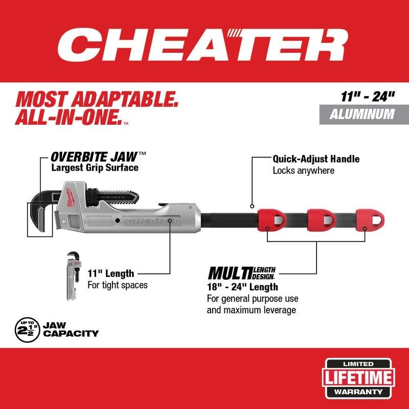 Milwaukee 48 - 22 - 7318 CHEATER Aluminum Adaptable Pipe Wrench - Mississauga Hardware Centre Inc