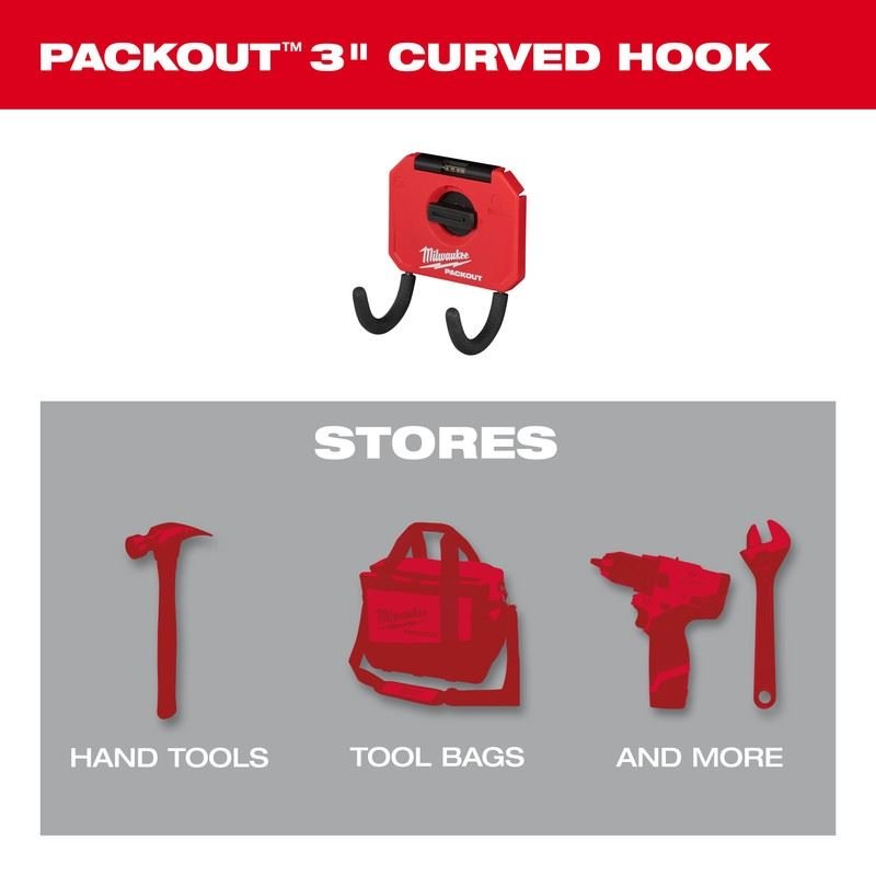 Milwaukee 48 - 22 - 8335 PACKOUT 3in Curved Hook - Mississauga Hardware Centre Inc