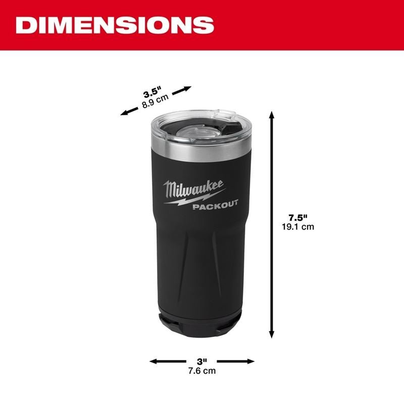 Milwaukee 48 - 22 - 8392B PACKOUT 20oz Tumbler - Black - Mississauga Hardware Centre Inc
