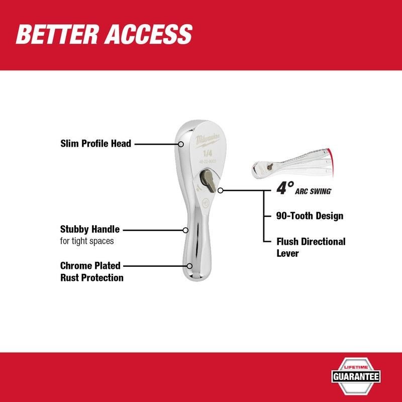 Milwaukee 48 - 22 - 9003 1/4in Drive 3in Ratchet - Mississauga Hardware Centre Inc