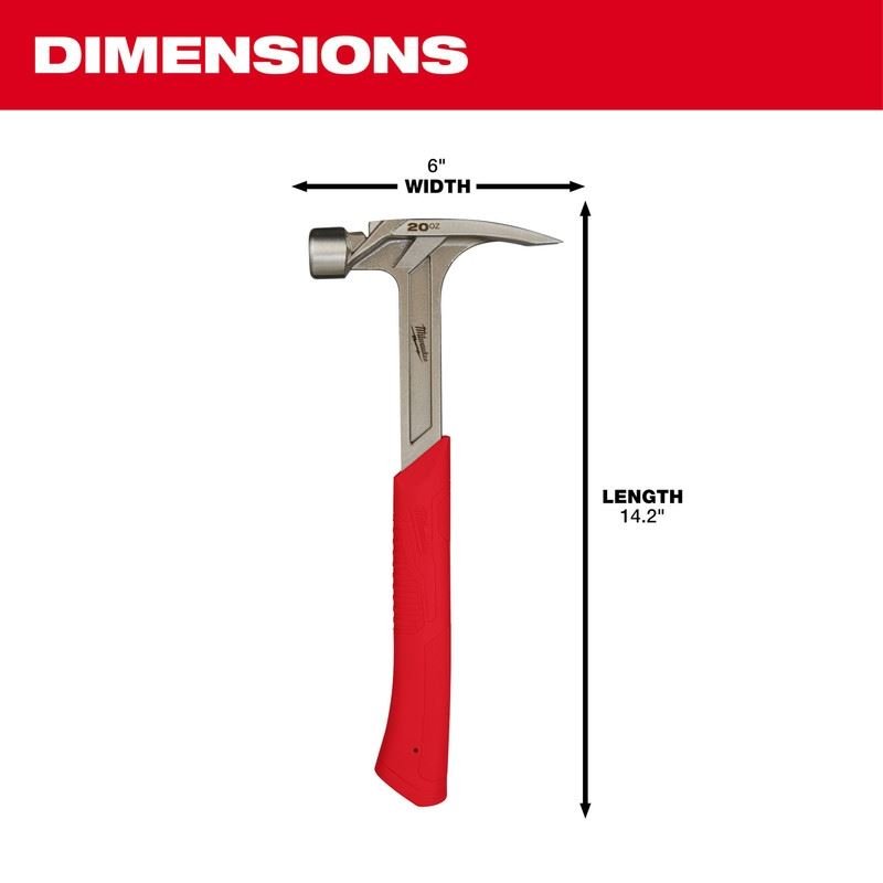 Milwaukee 48 - 22 - 9020 20oz Smooth Face Rip Claw Hammer - Mississauga Hardware Centre Inc
