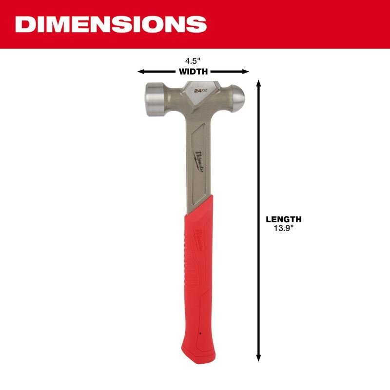Milwaukee 48 - 22 - 9131 24oz STEEL BALL PEEN HAMMER - Mississauga Hardware Centre Inc