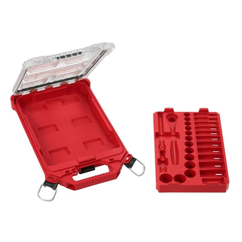 Milwaukee 48 - 22 - 9481 3/8in Drive 28pc Ratchet and Socket Set with PACKOUT Low - Profile Compact Organizer - SAE - Mississauga Hardware Centre Inc