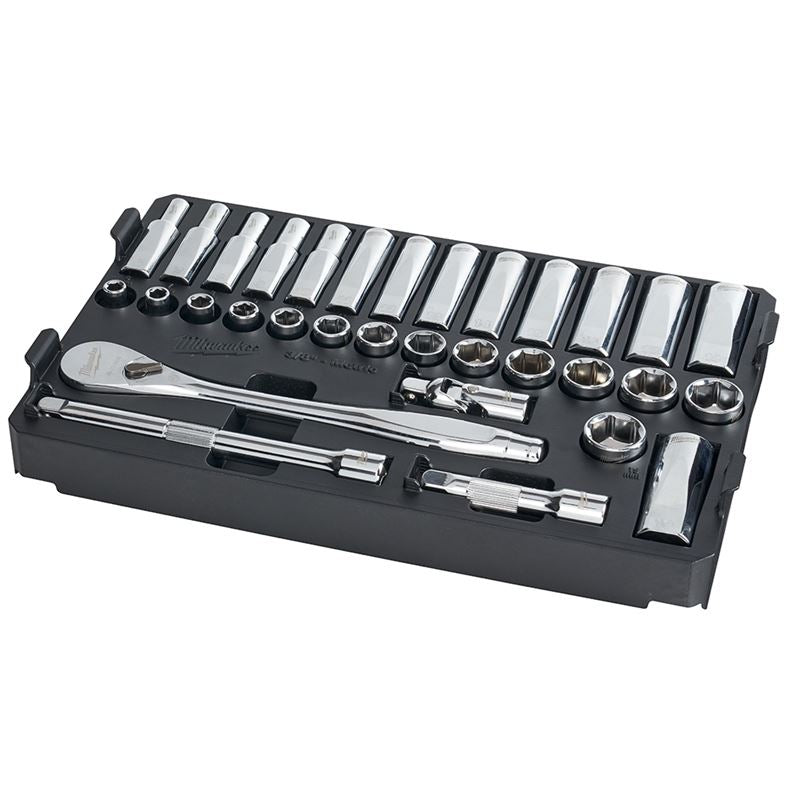 Milwaukee 48 - 22 - 9482 3/8†Drive 32pc Ratchet & Socket Set with PACKOUT Low - Profile Compac - Mississauga Hardware Centre Inc