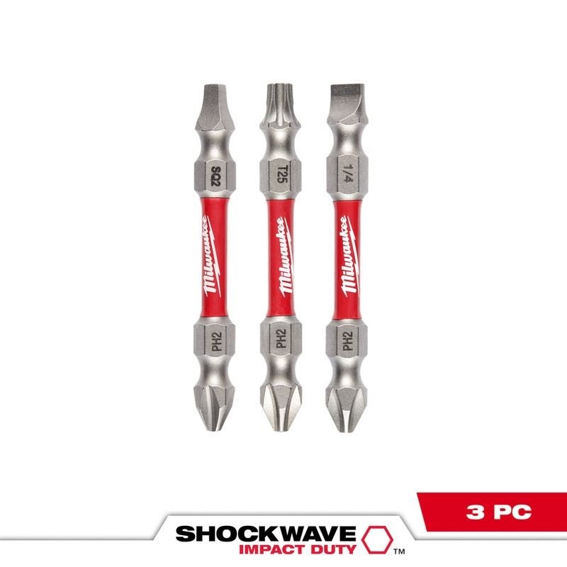 Milwaukee 48 - 32 - 4319 SHOCKWAVE Impact Duty PH2/SQ2/T25 Double Ended Bits 3PC - Mississauga Hardware Centre Inc