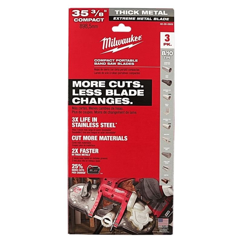 Milwaukee 48 - 39 - 0609 Extreme Thick Metal Band Saw Blades 3 pk Compact - Mississauga Hardware Centre Inc