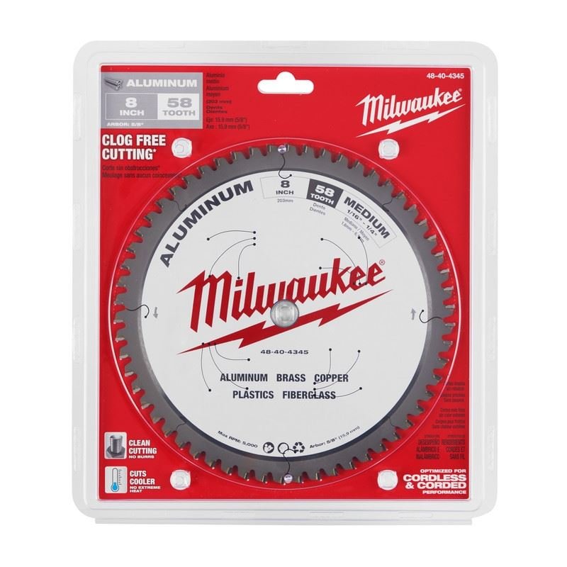 Milwaukee 48 - 40 - 4345 8in Circular Saw Blade - Aluminum - Mississauga Hardware Centre Inc