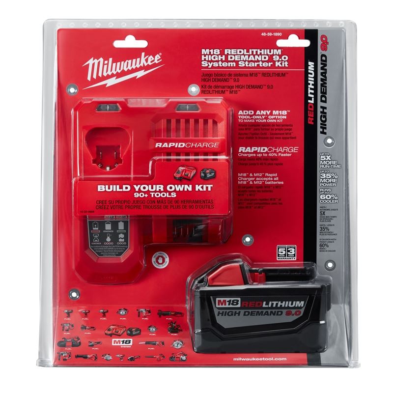 Milwaukee 48 - 59 - 1890 M18 REDLITHIUM HIGH DEMAND 9.0 Starter Kit - Mississauga Hardware Centre IncMilwaukee48-59-1890