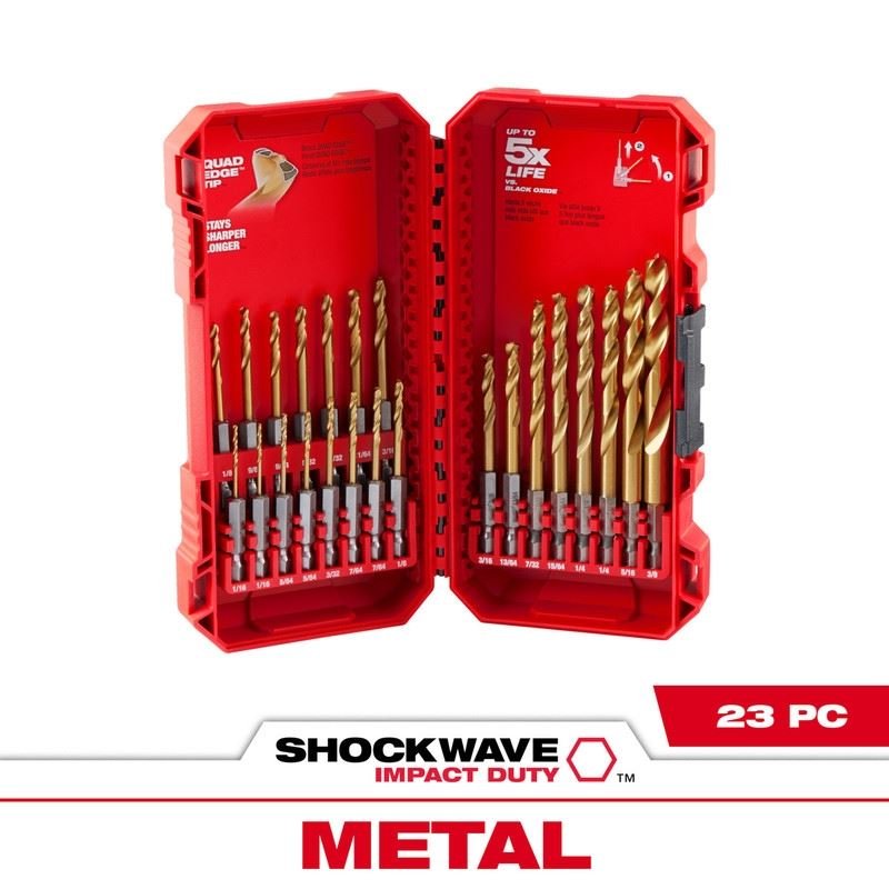 Milwaukee 48 - 89 - 4631 SHOCKWAVE Impact Duty RED HELIX Titanium Drill Bit Set - 23PC - Mississauga Hardware Centre Inc