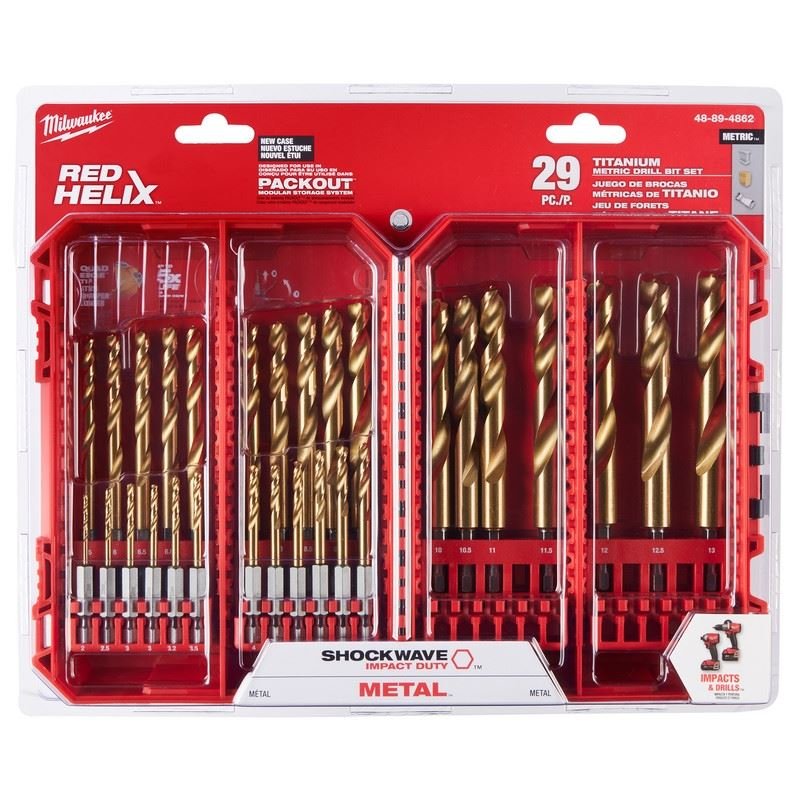 Milwaukee 48 - 89 - 4862 SHOCKWAVE Impact Duty RED HELIX Titanium Metric Drill Bit Set - 29PC - Mississauga Hardware Centre Inc
