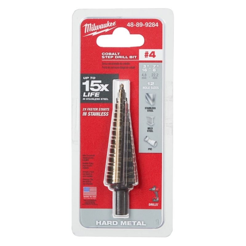 Milwaukee 48 - 89 - 9284 No.4 (3/16 - 7/8 in) Cobalt Step Drill Bit - Mississauga Hardware Centre Inc