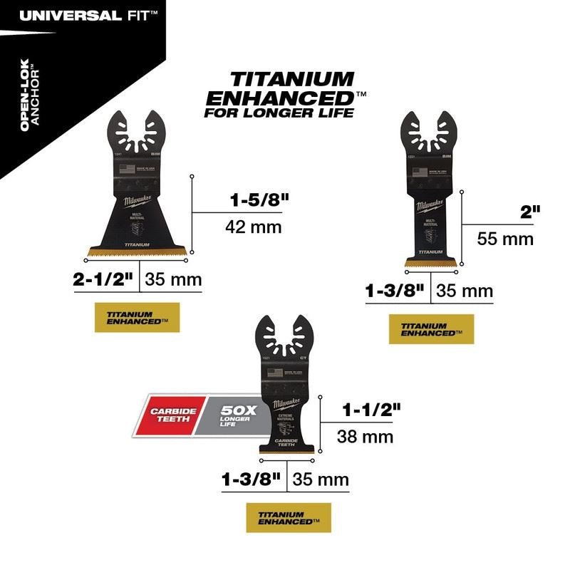 Milwaukee 49 - 10 - 9005 OPEN - LOK 3pc Multi - Material Cutting Multi - Tool Blade Variety Pack - Mississauga Hardware Centre Inc