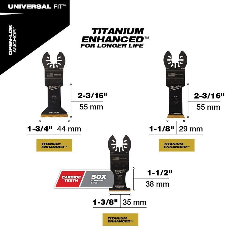 Milwaukee 49 - 10 - 9006 OPEN - LOK 3pc Metal Cutting Multi - Tool Blade Variety Pack - Mississauga Hardware Centre Inc